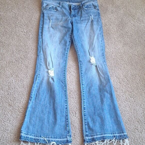 Kut From The Kloth Retro Flared Bell Jeans Blue Distressed Y2k Denim, Size 10 - Picture 1 of 8